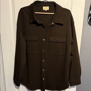 SSYS Women’s Deep Olive Button Down Shirt Jacket